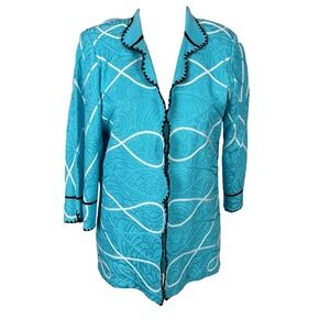 Ming Wang Aqua And White Jacket with Black Accents